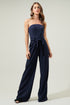 Lappel Tube Top Wide Leg Jumpsuit